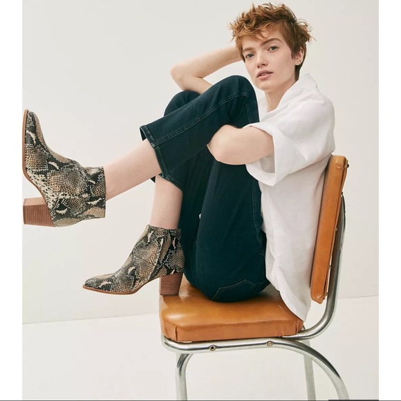 MADEWELL NWOT Taupe Brown Snake Snakeskin Leather Ankle Boots Booties Sz 7 - Picture 4 of 16